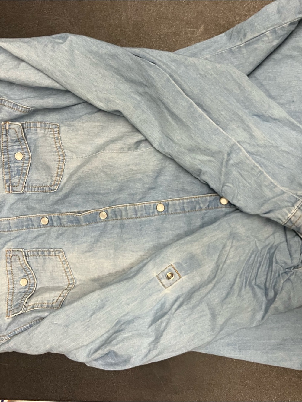 American Eagle Outfitters Light Blue Denim Shirt-Style Top